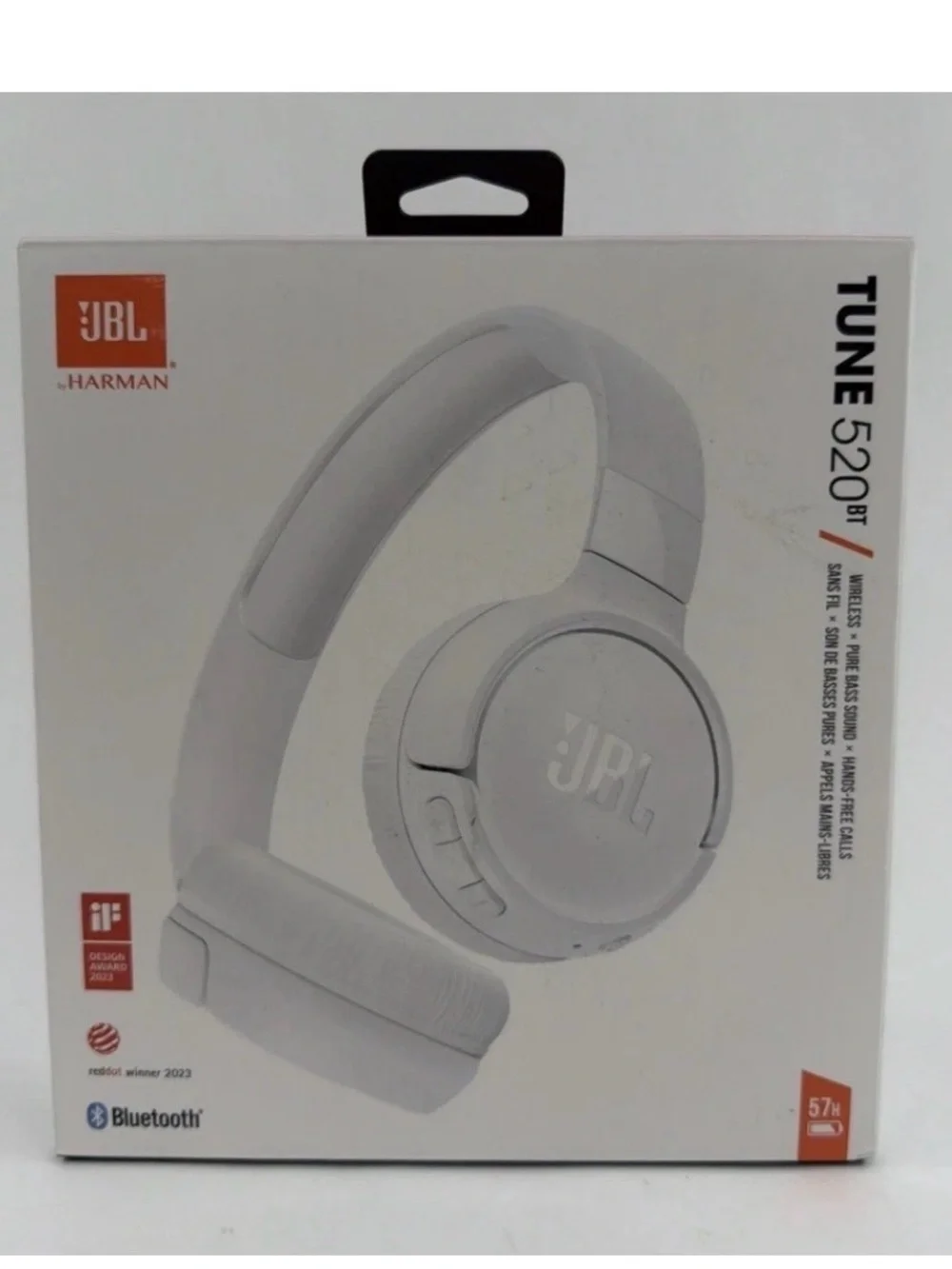 JBL Harman Tune 520BT Wireless Over-Ear Headphones - White